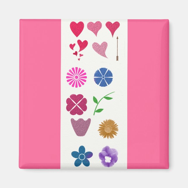 Aimant Fleurs et Coeurs (Devant)