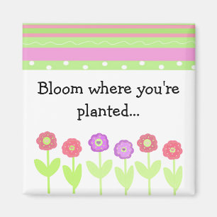 Aimant Fleurs et rayures avec citation