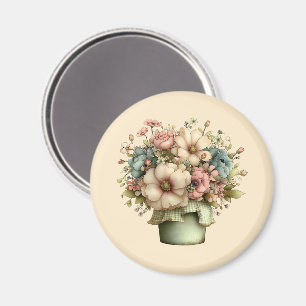 Aimant Fleurs Fantaisistes dans un Pot de Fleurs Mignon