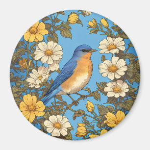 Aimant Fleurs jaunes et blanches joyeuses du bleuet orien