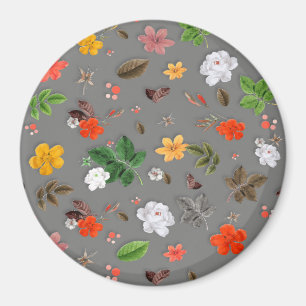 Aimant Fleurs jaunes et roses blanches 16