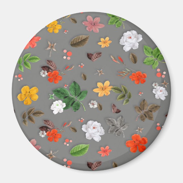 Aimant Fleurs jaunes et roses blanches 16 (Devant)