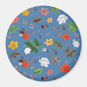 Aimant Fleurs jaunes et roses blanches 23