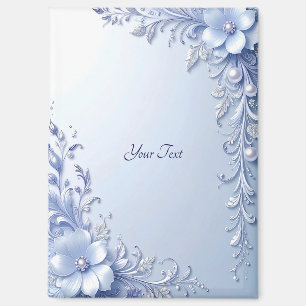 Aimant Fleurs Ornées Bleues avec Perles