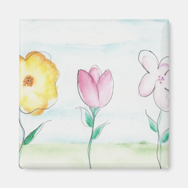 Aimant Fleurs Peintes Art (Devant)