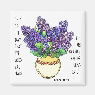 Aimant Fleurs peintes, verset du Psaume 118:24