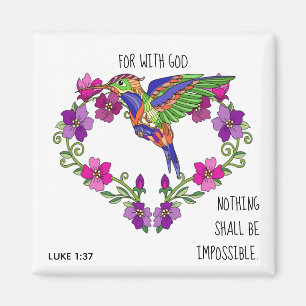 Aimant Fleurs peintes, w verset de Luc 1:37