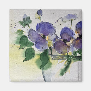 Aimant fleurs pourpres aquarelles