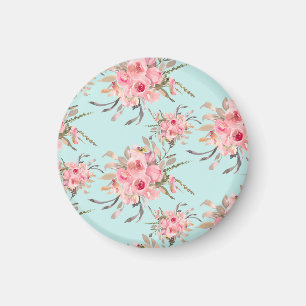 Aimant Fleurs rose pâle sur bleu clair