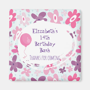 Aimant Fleurs roses mignonnes Merci Whimsical Anniversair