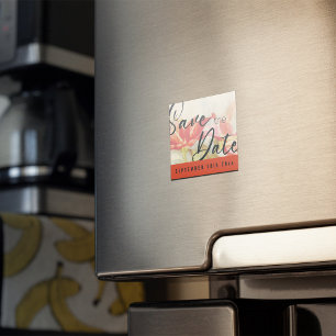 Aimant Fleurs rouges Enregistrer l'aimant de date