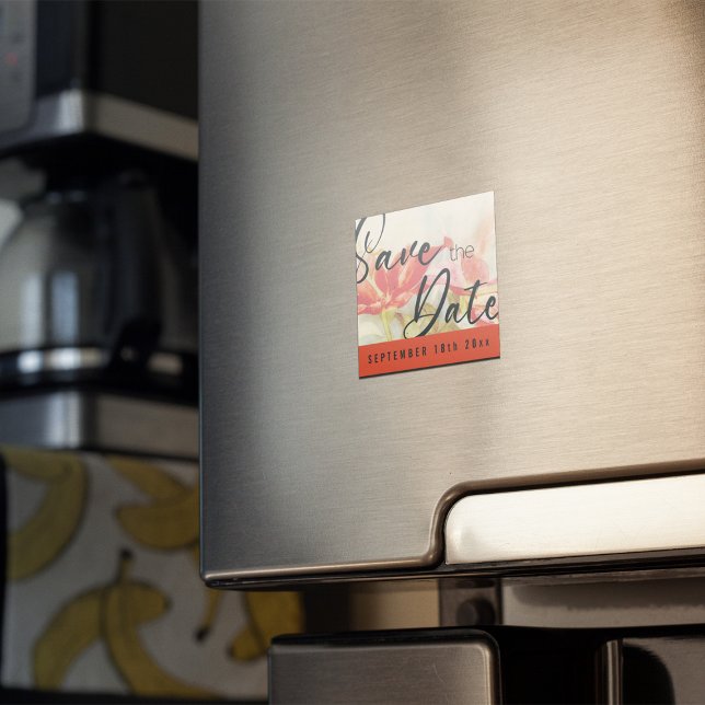 Aimant Fleurs rouges Enregistrer l'aimant de date (Red Flowers Save the Date Magnet)