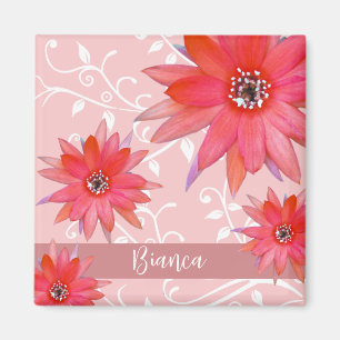 Aimant Fleurs rouges Whimsical Feuilles Tourbillonnant Aj