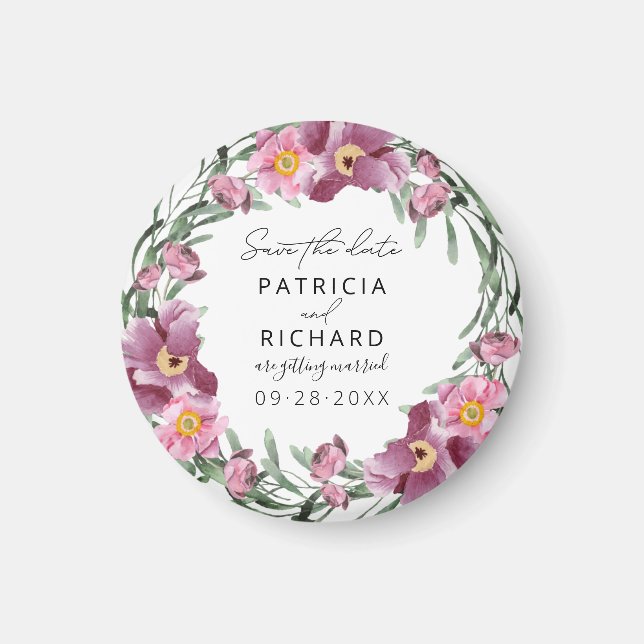 Aimant Fleurs sauvages d'aquarelle mariage Enregistrer la (Devant)