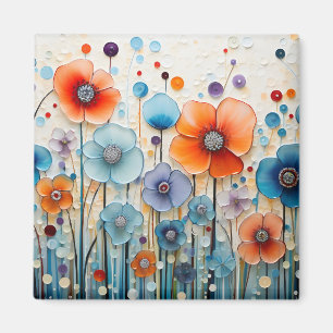 Aimant Fleurs sauvages de prairie en fleurs enchantés