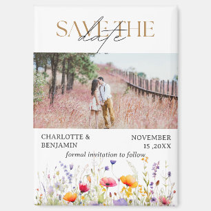 Aimant Fleurs Sauvages Mariage Enregistrer la Date