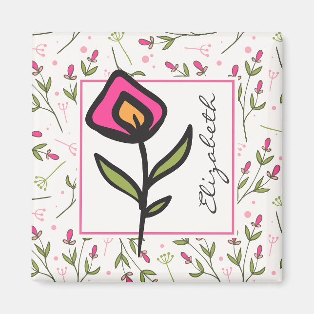 Aimant Fleurs sauvages - Pétales roses et orange Personna (Devant)