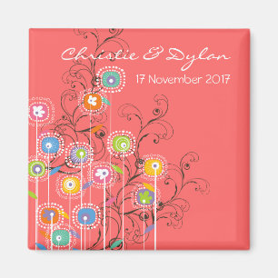 Aimant Fleurs super Jardin Whimsical Enregistrer La Date