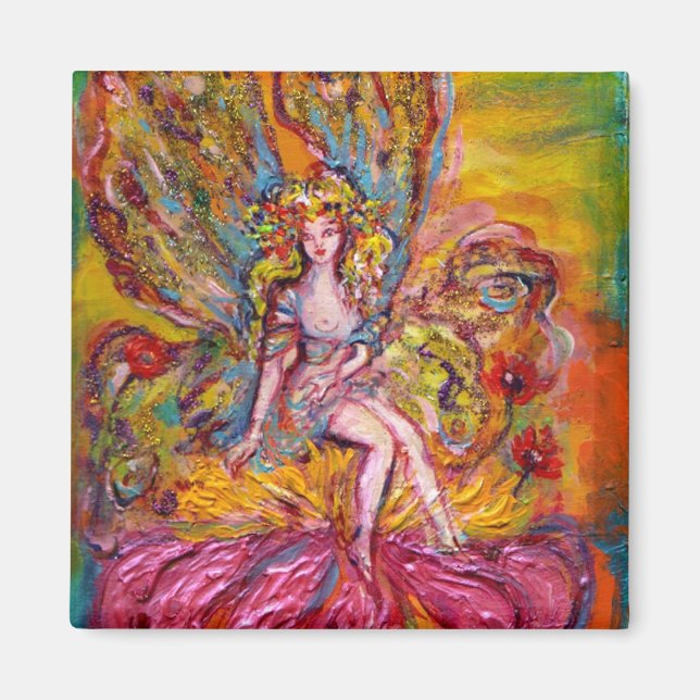 Aimant FLEURS SUR L'imaginaire ROSE IRIS (Devant)