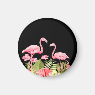Aimant Fleurs tropicales et design de flamants roses