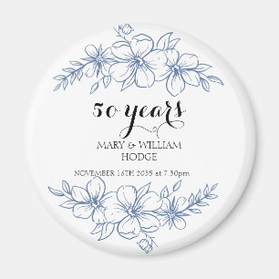 Aimant Fleurs violettes de lavande 50e anniversaire maria