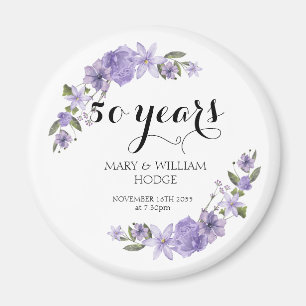 Aimant Fleurs violettes de lavande 50e anniversaire maria