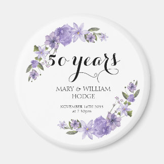 Aimant Fleurs violettes de lavande 50e anniversaire maria