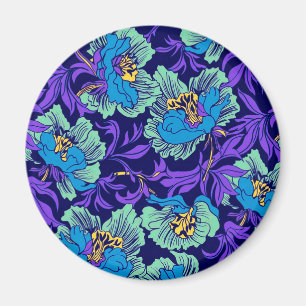 Aimant Fleurs violettes et bleues William Morris
