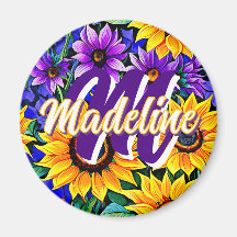 Fleurs violettes et tournesols jaunes Personnalisé