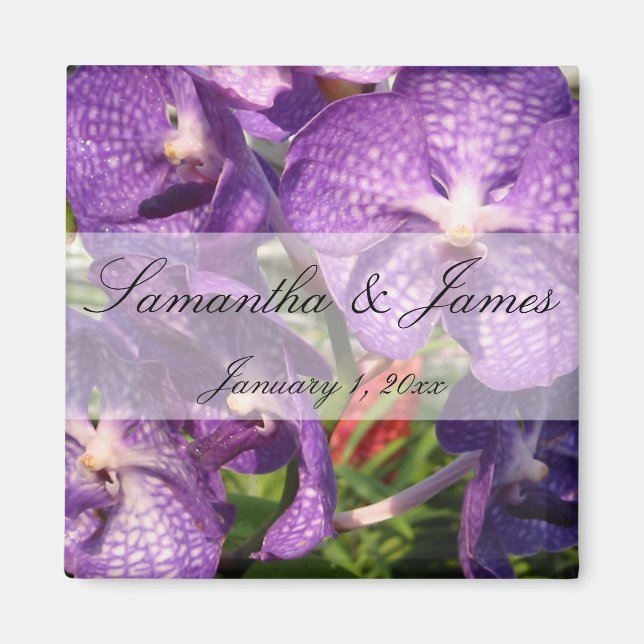 Aimant Fleurs violettes Mariage personnel (Devant)