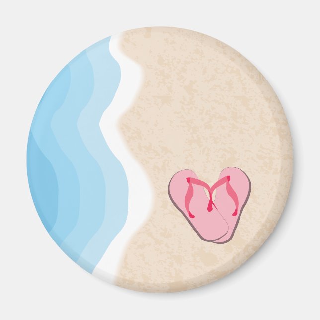 Aimant Flip-Flops roses sur l'aimant de plage (Devant)