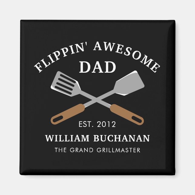 Aimant Flippin Awesome Papa BBQ Père personnalisé (Devant)