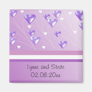 Aimant Floating Purple Hearts Enregistrer la date