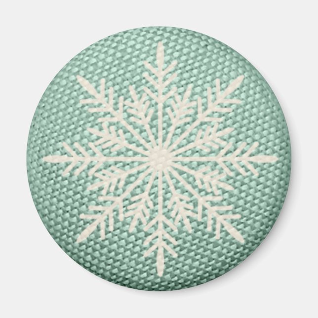 Aimant Flocon de neige broderie rustique look hiver vinta (Devant)