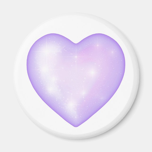 Aimant flocon de neige violet clair et coeur étincelant (Devant)