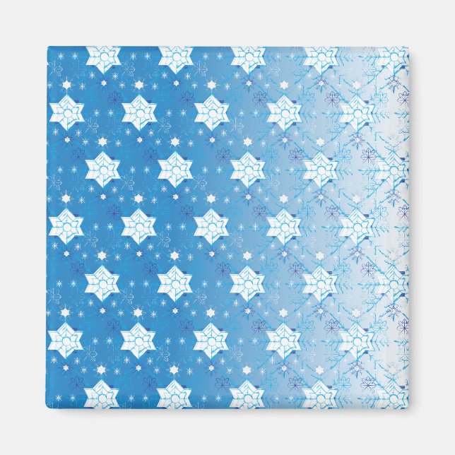 Aimant Flocons de neige bleus et blancs en motif (Devant)