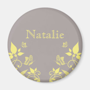 Aimant floral à papillon jaune