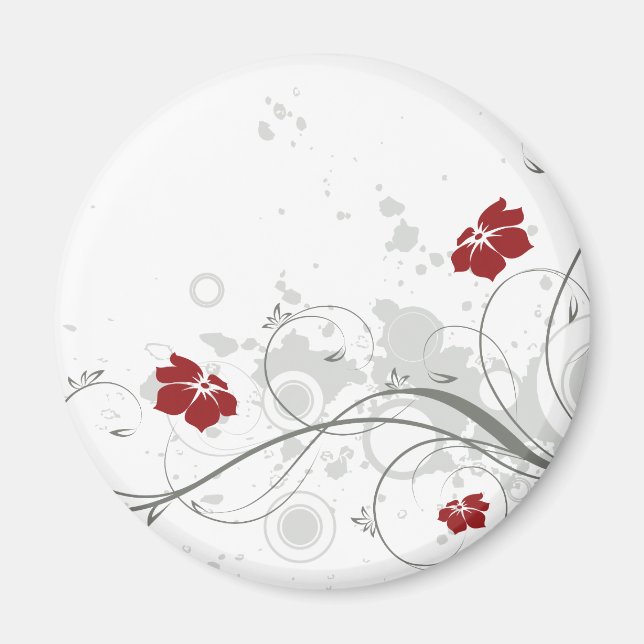 Aimant Floral Abstrait rouge (Devant)
