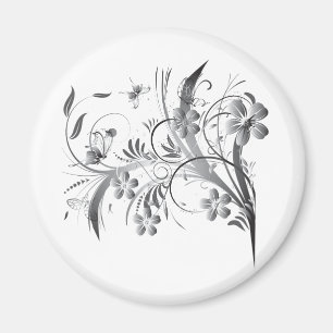 Aimant Floral argenté