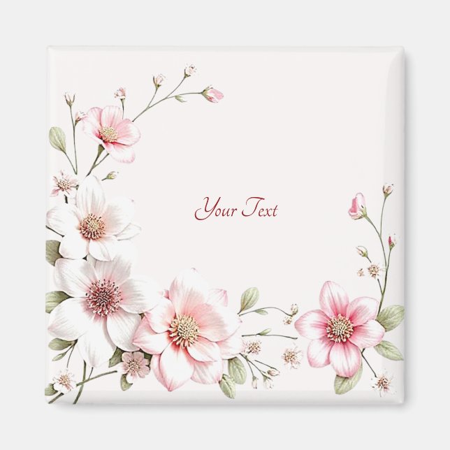 Aimant floral blanc rose élégant (Devant)