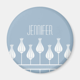 Aimant floral bleu clair Art déco