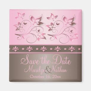 Aimant floral de faveur de mariage de moka et de