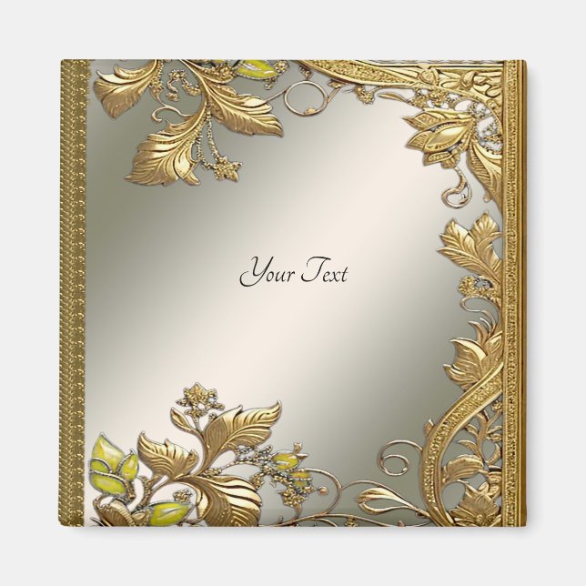 Aimant floral décoratif élégant or (Devant)