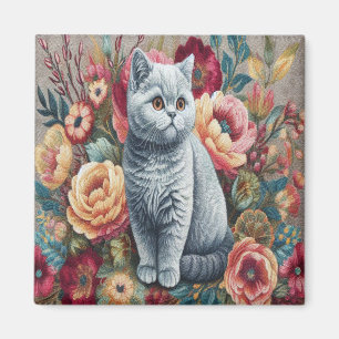 Aimant Floral Delal British shorthair Chat, Cute Kitten