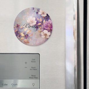 Aimant Floral d'or violet