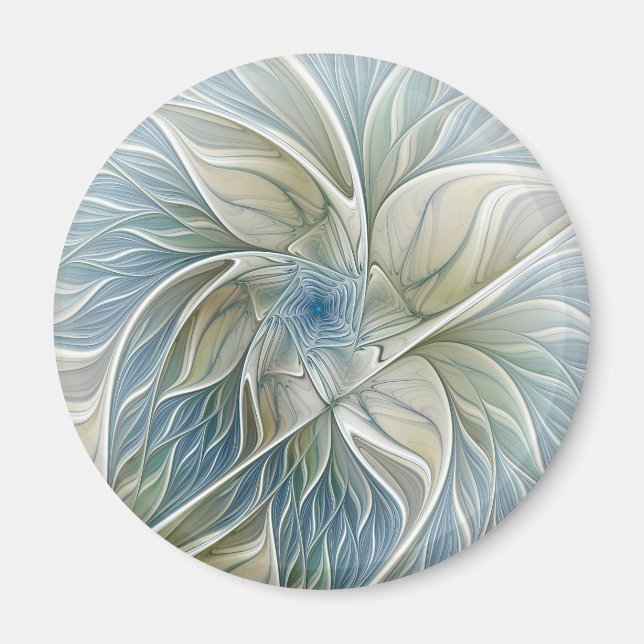 Aimant Floral Dream Motif Abstrait Blue Khaki Fractal (Devant)