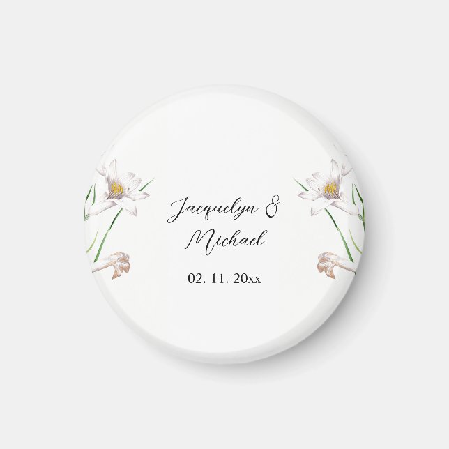 Aimant Floral Elegant Chic Cute Calligraphie Ajouter Nom (Devant)