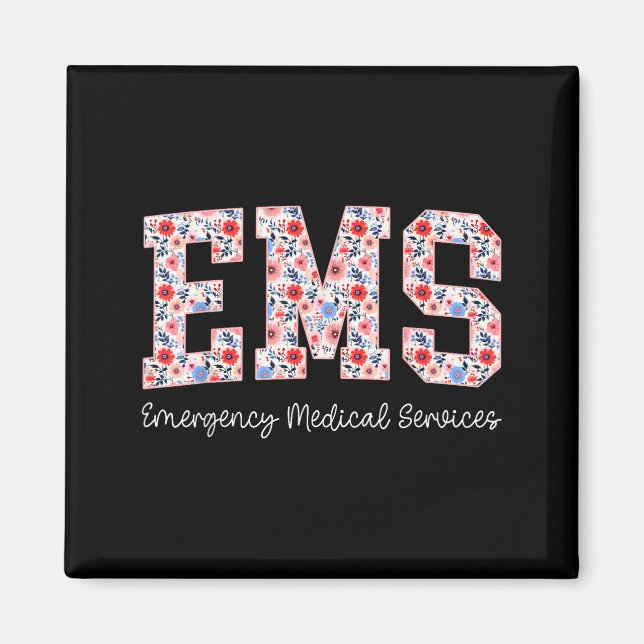 Aimant Floral Ems Emergency Medical Services Emt Wildflow (Devant)