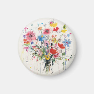 Aimant floral fantaisiste et fleuri