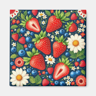 aimant floral fraise